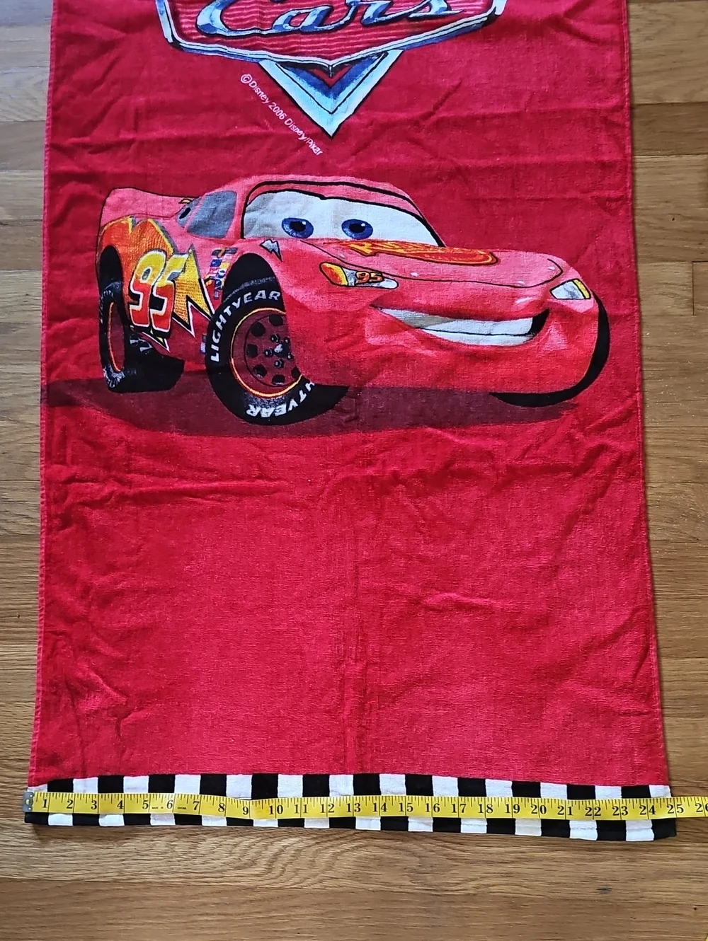 Walt Disney 2006 Pixar Film Cars Children's Red Racing Theme Beach Towel